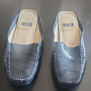 Stuart Weitzman Black Textured Slip-On Shoes